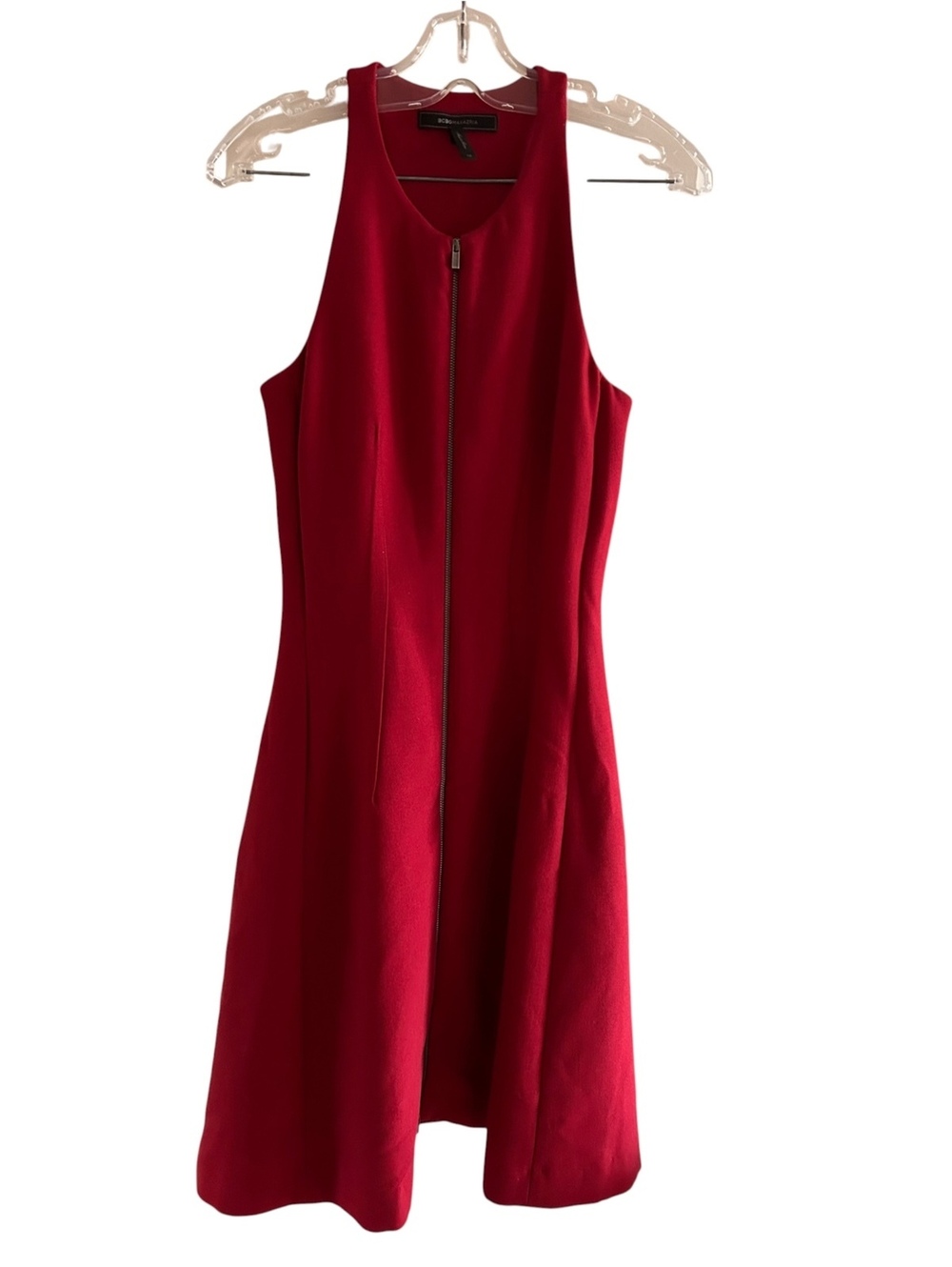 BCBGMAXAZRIA Guilianna Red Corset Front Zip Halter Dress 2